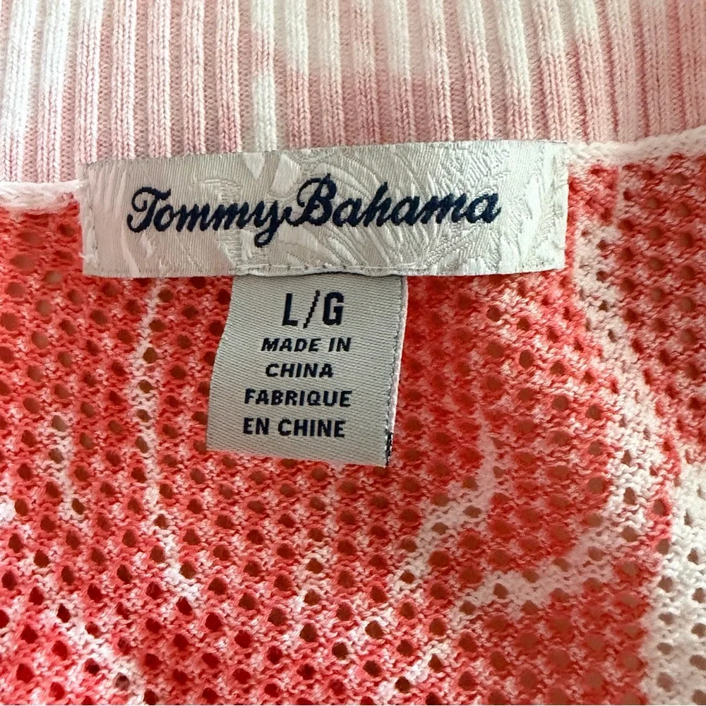 Tommy Bahama Coral and White Floral lightweight sweater large - Picture 4 of 8